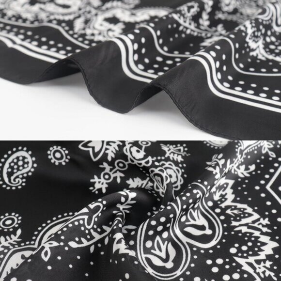 ⚡Men B-Black Necktie 27.5 Inches Cowboy Scarves Pocket Square Silk Bandanas - Picture 5 of 8